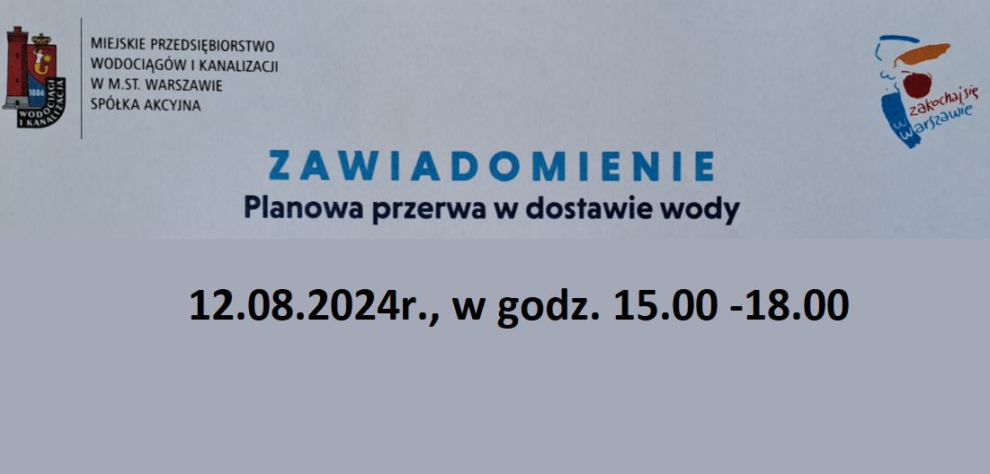 You are currently viewing Przerwa w dostawie wody – 12.08.2024r.